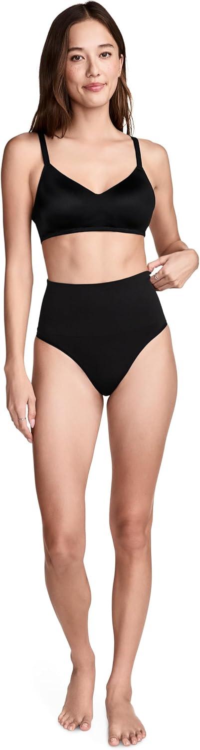 imageJockey Womens Shapewear Skimmies Seamfree Tummy Smoothing Thong 2 PackBlack