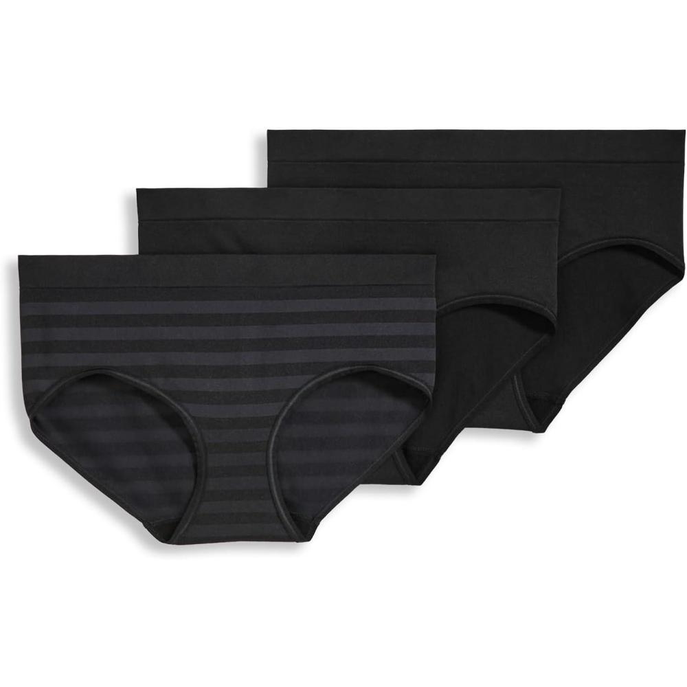 imageJockey Womens Underwear Seamfree Hipster 3 PackBlack Stripe