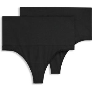 Jockey Women’s Shapewear Skimmies Seamfree Tummy Smoothing Thong – 2 Pack(Black)