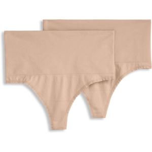Jockey Women’s Shapewear Skimmies Seamfree Tummy Smoothing Thong – 2 Pack(Light)