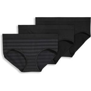 Jockey Women’s Underwear Seamfree Hipster – 3 Pack(Black Stripe)