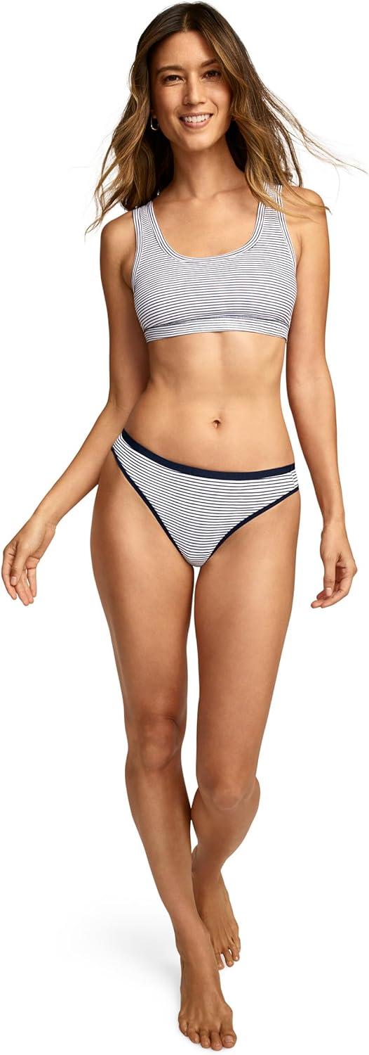 imageJockey Womens Underwear Organic Cotton Stretch Logo Thong 3 PackJockey Stripe