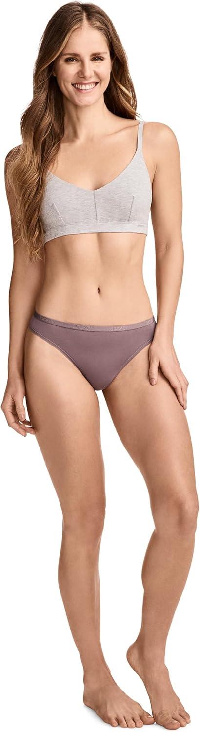 imageJockey Womens Underwear Organic Cotton Stretch Logo Thong 3 PackTwilight Haze