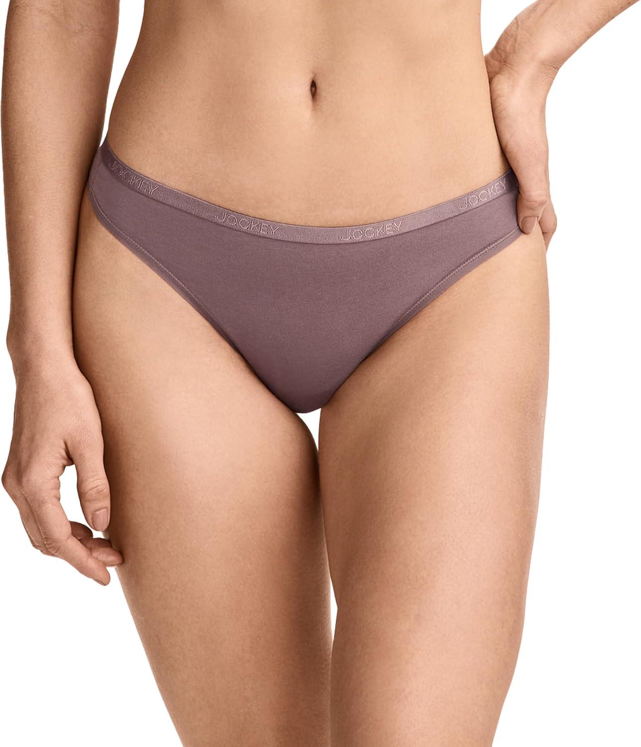 imageJockey Womens Underwear Organic Cotton Stretch Logo Thong 3 PackTwilight Haze