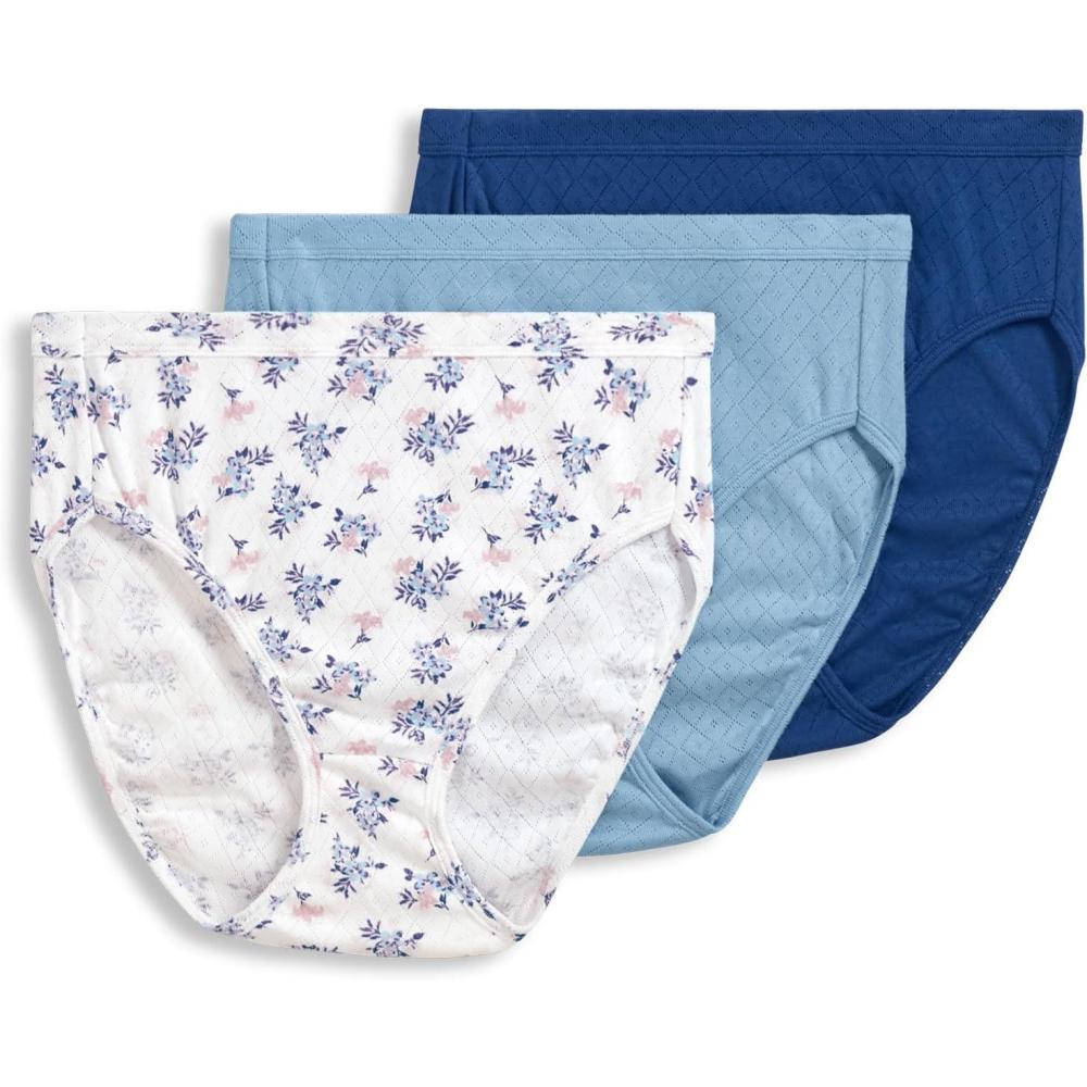imageJockey Womens Underwear Elance Breathe French Cut  3 PackBlue StardustStardust Tropic BouquetMarina Blue