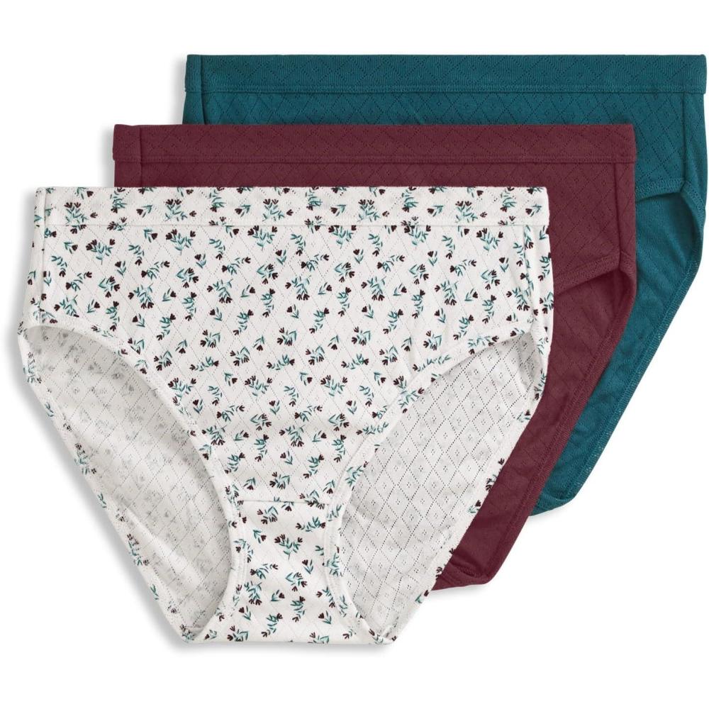 imageJockey Womens Underwear Elance Breathe French Cut 3 PackTeal Flower Mix