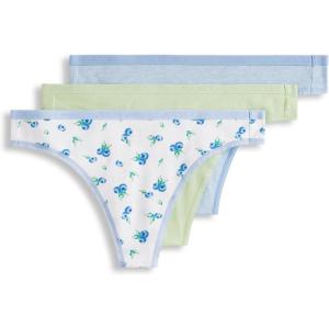 Jockey Women’s Underwear Organic Cotton Stretch Logo Thong – 3 Pack(Berry Bliss)