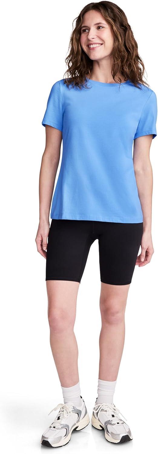 imageJockey Womens Activewear Organic Cotton Stretch Short Sleeve TeeCrisp Blue
