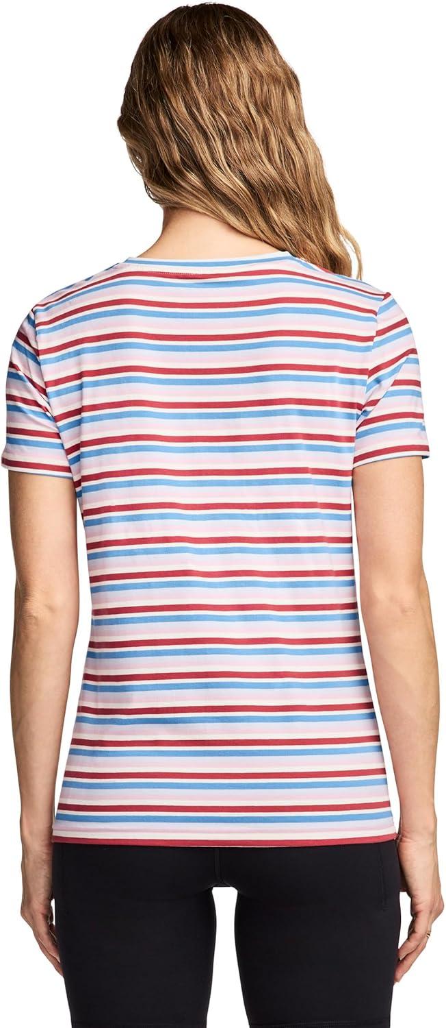 imageJockey Womens Activewear Organic Cotton Stretch Short Sleeve TeeFire Stripe