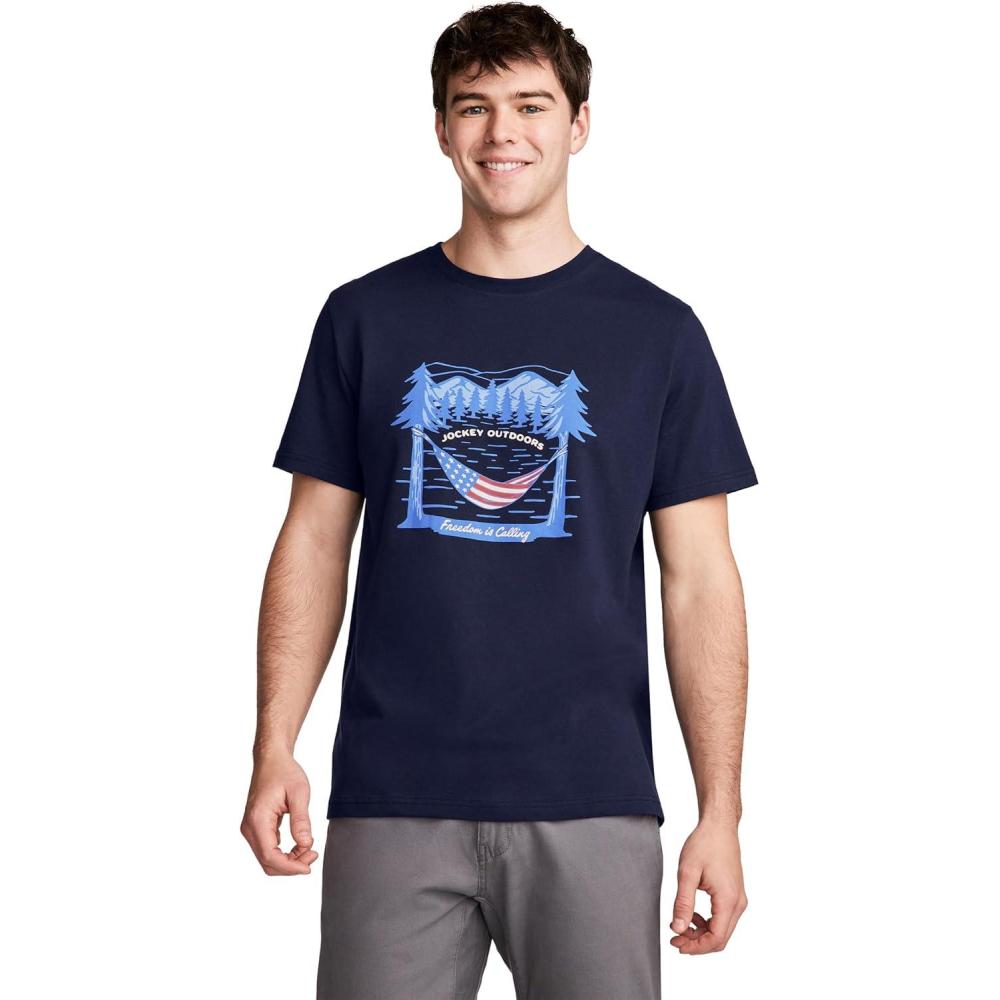 imageJockey Outdoors Mens Casualwear Graphic Crew Neck TShirtFreedom
