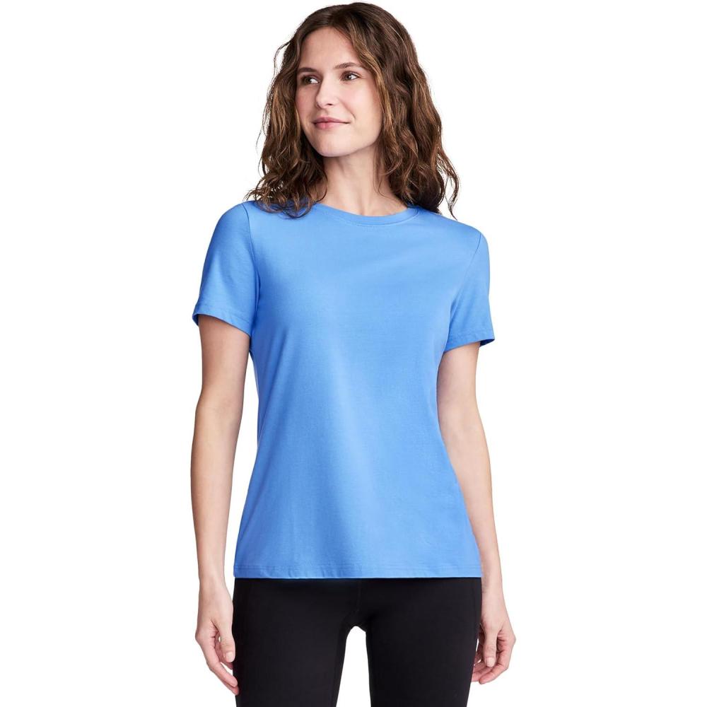 imageJockey Womens Activewear Organic Cotton Stretch Short Sleeve TeeCrisp Blue