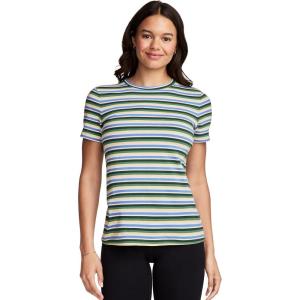 Jockey Women’s Activewear Organic Cotton Stretch Short Sleeve Tee(Aqua Stripe)