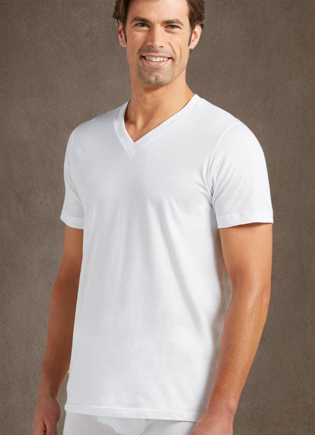imageJockey Classic VNeck Undershirt 12 Pack 100 Cotton TShirts for MenWhite