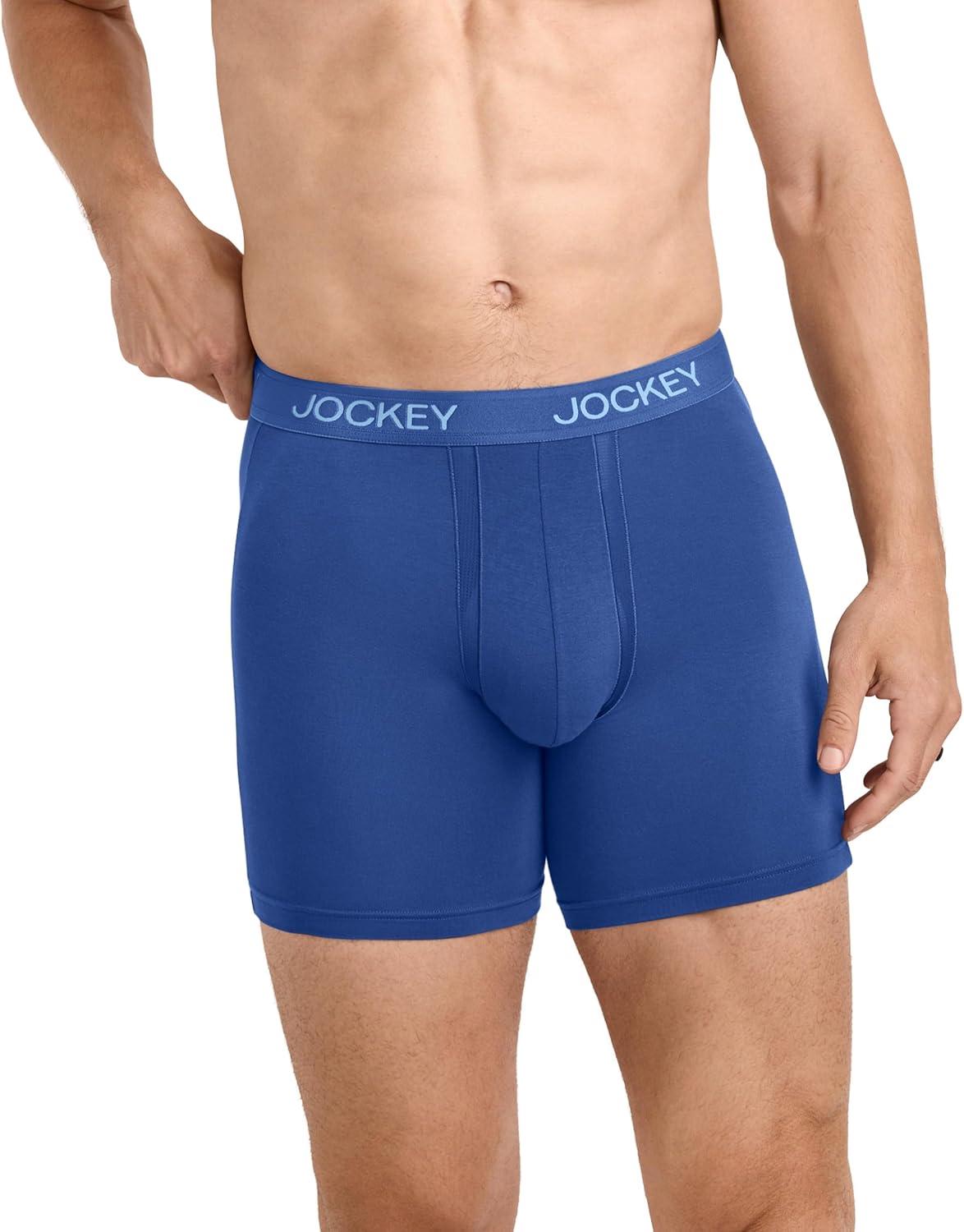 imageJockey Mens Underwear Chafe Proof Pouch Ultra Soft Modal 6 Boxer Brief 3 PackBlue Sunset