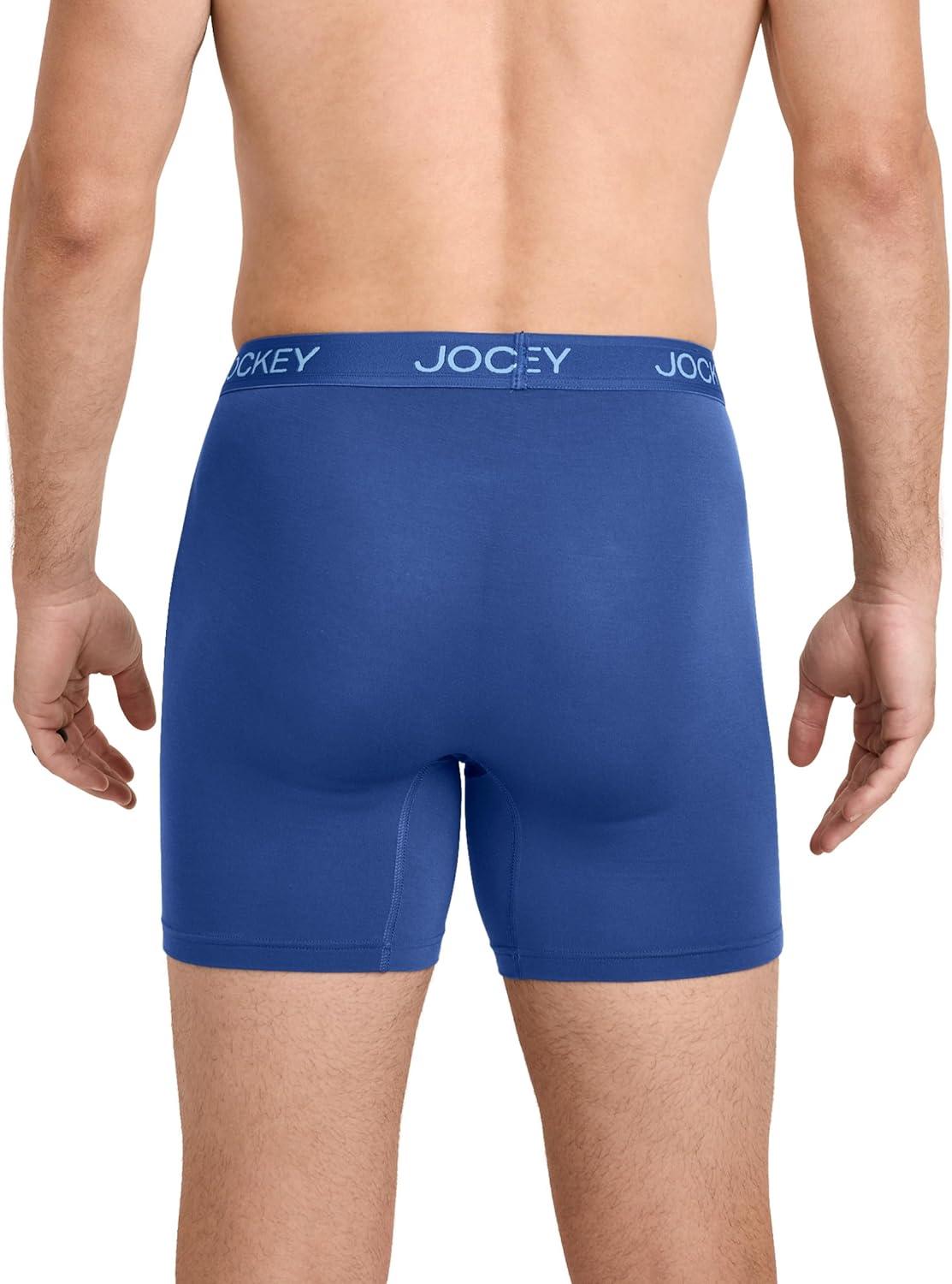imageJockey Mens Underwear Chafe Proof Pouch Ultra Soft Modal 6 Boxer Brief 3 PackBlue Sunset