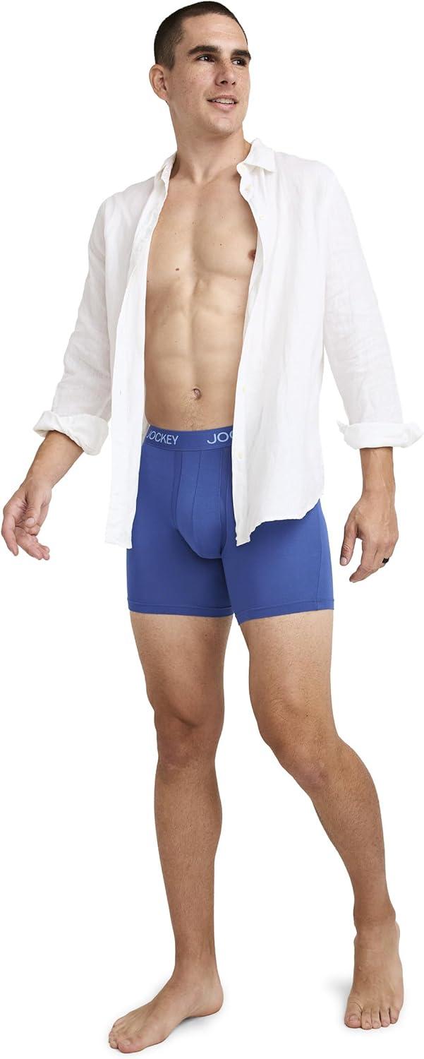 imageJockey Mens Underwear Chafe Proof Pouch Ultra Soft Modal 6 Boxer Brief 3 PackBlue Sunset