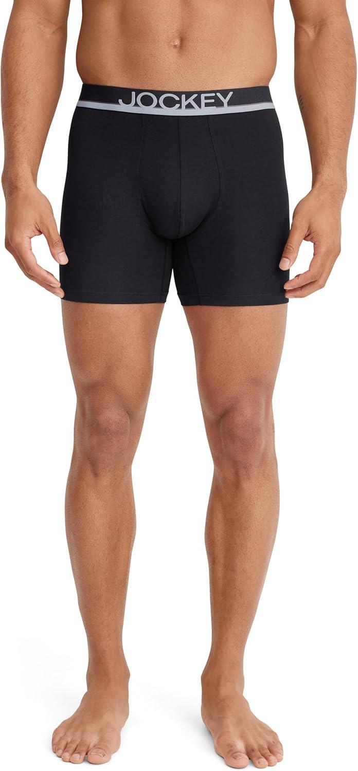 imageJockey Mens Underwear True Style 6 Boxer Brief 3 PackBlack Out