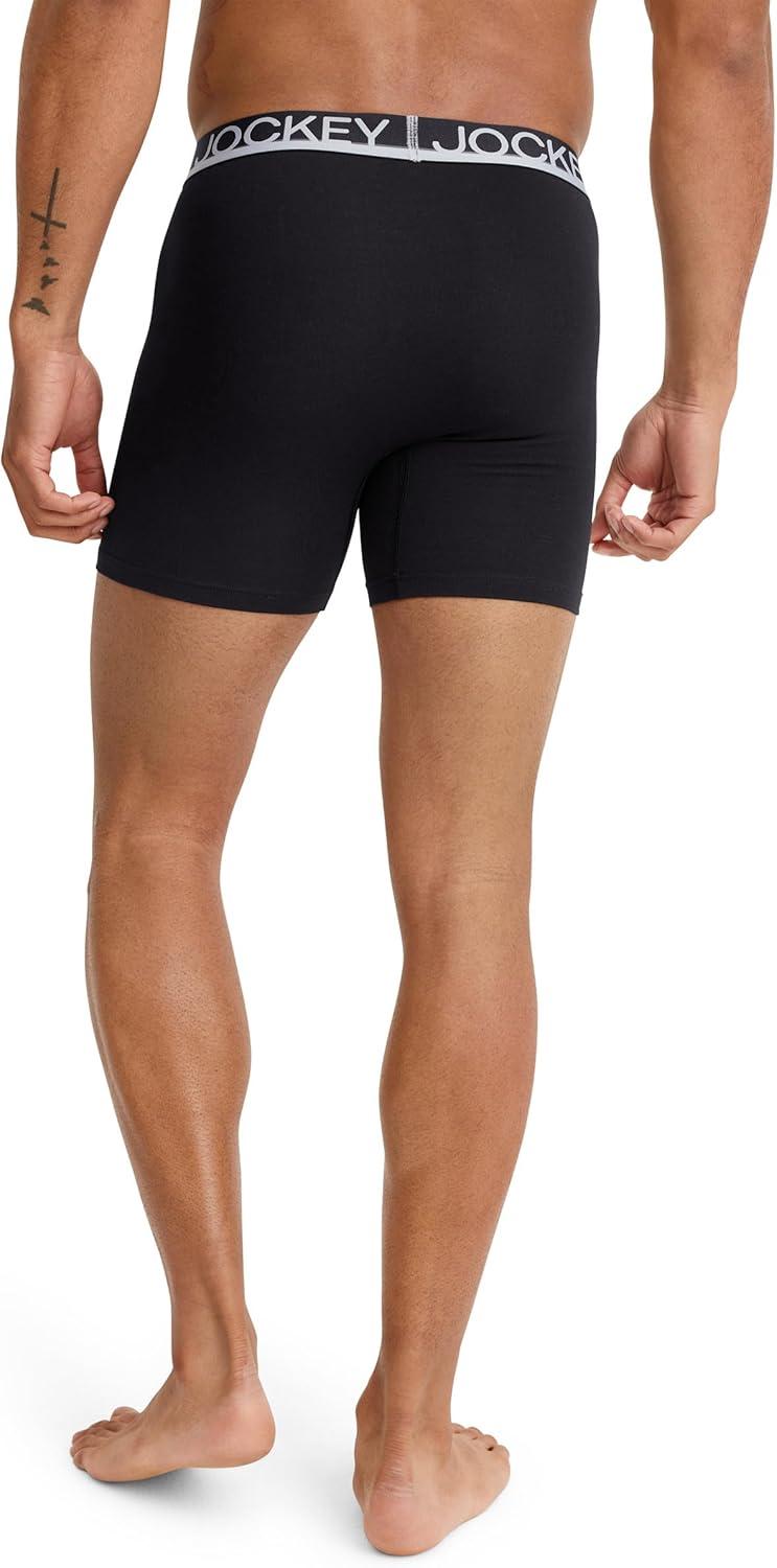 imageJockey Mens Underwear True Style 6 Boxer Brief 3 PackBlack Out