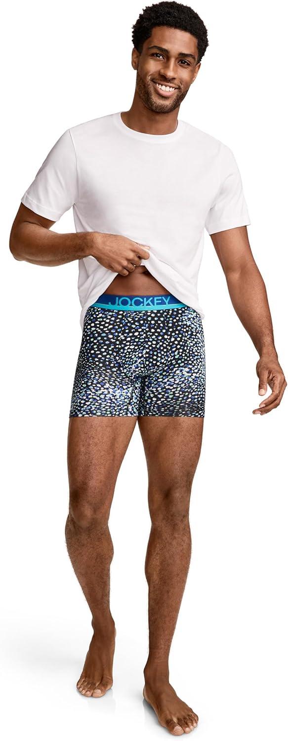 imageJockey Mens Underwear True Style 6 Boxer Brief 3 PackDrawn Leaves