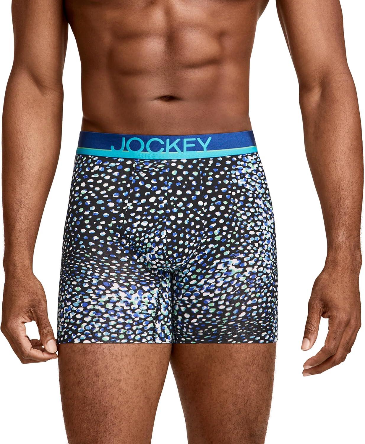 imageJockey Mens Underwear True Style 6 Boxer Brief 3 PackDrawn Leaves