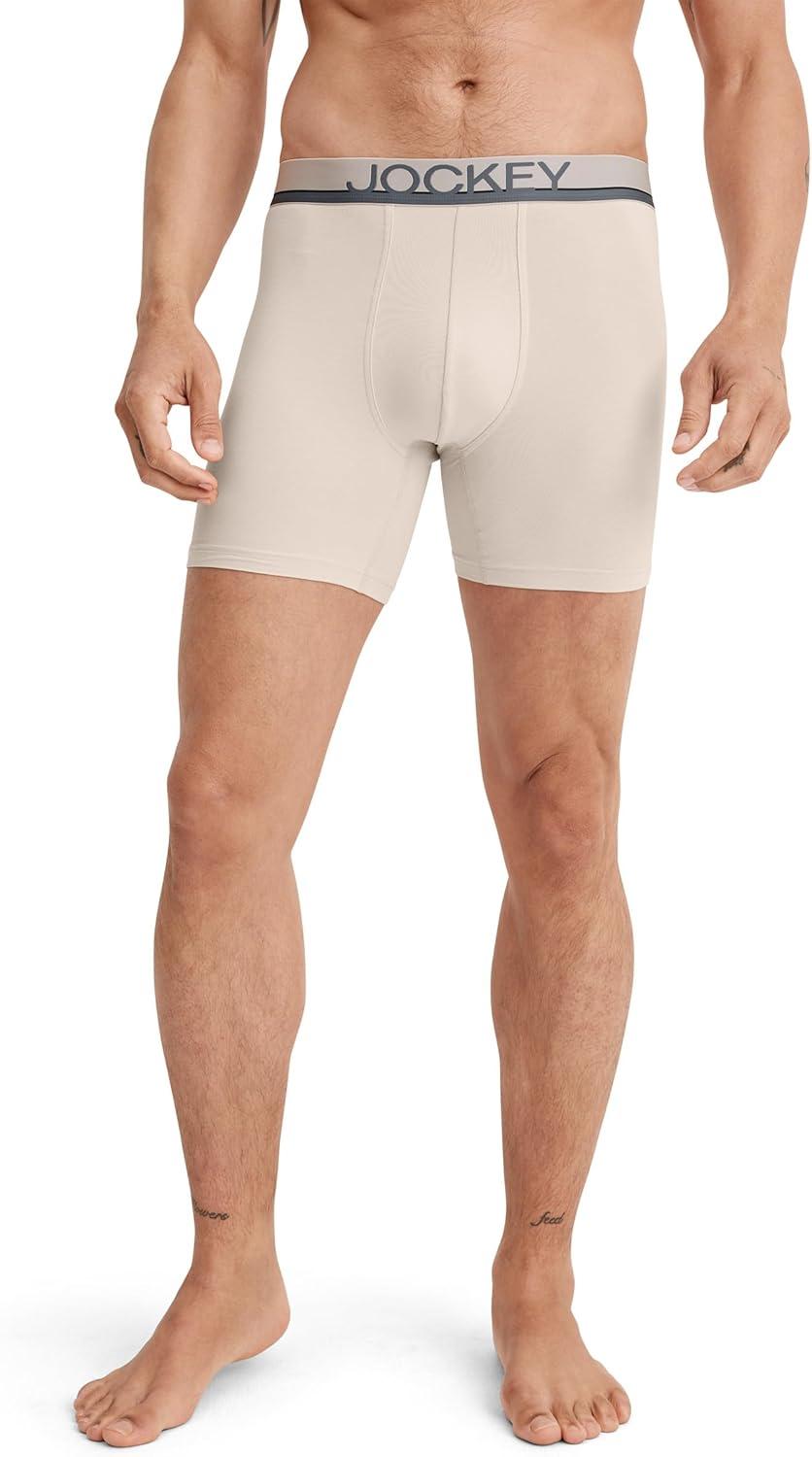 imageJockey Mens Underwear True Style 6 Boxer Brief 3 PackGreyBeigeBlack Night