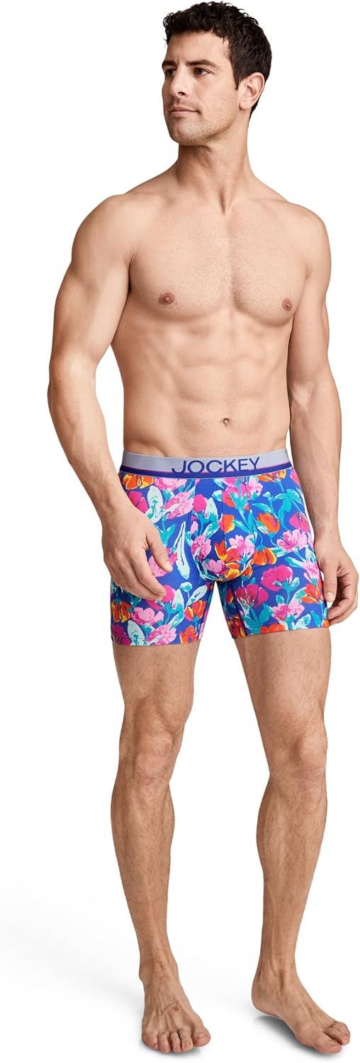 imageJockey Mens Underwear True Style 6 Boxer Brief 3 PackRoyal Stripe