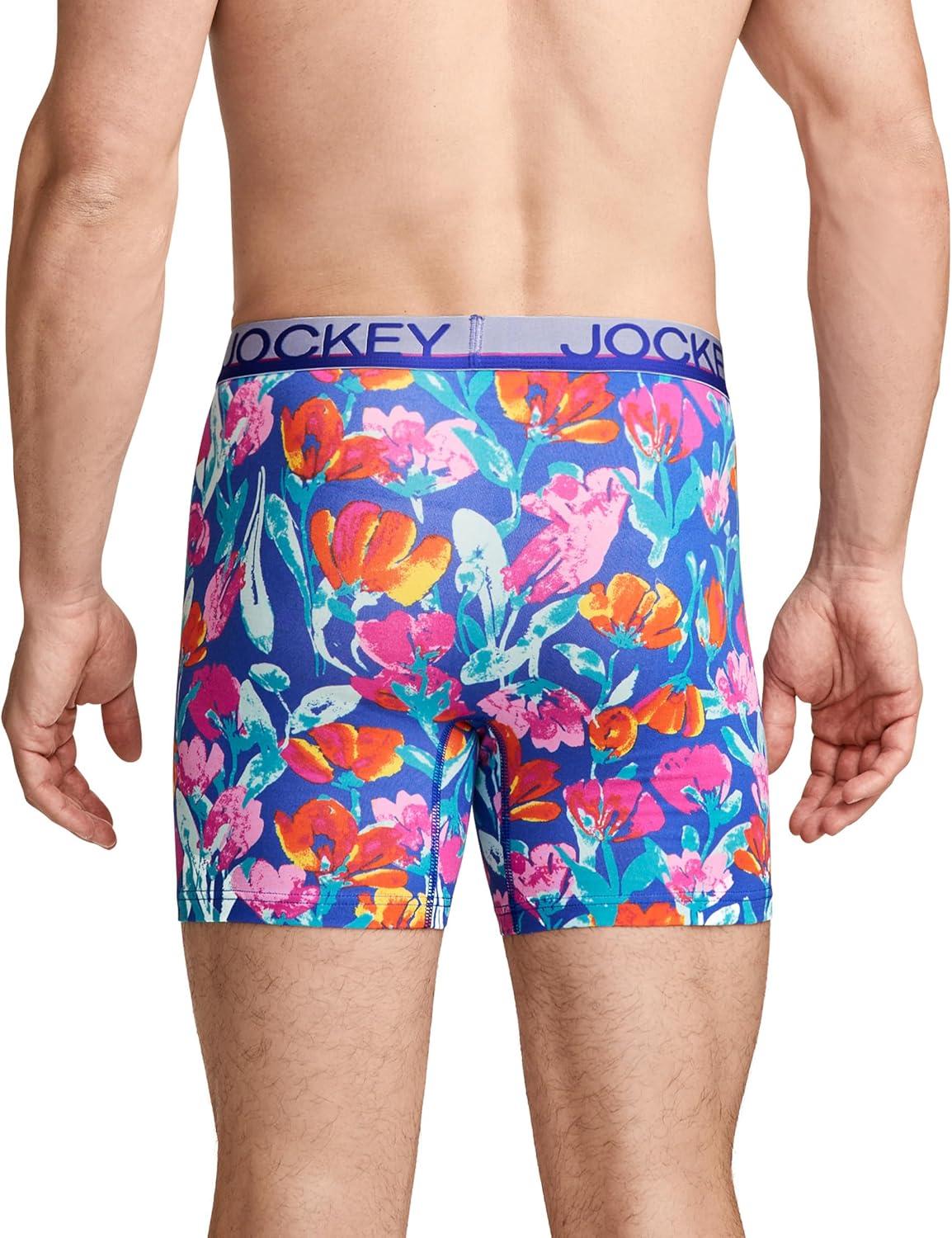 imageJockey Mens Underwear True Style 6 Boxer Brief 3 PackRoyal Stripe