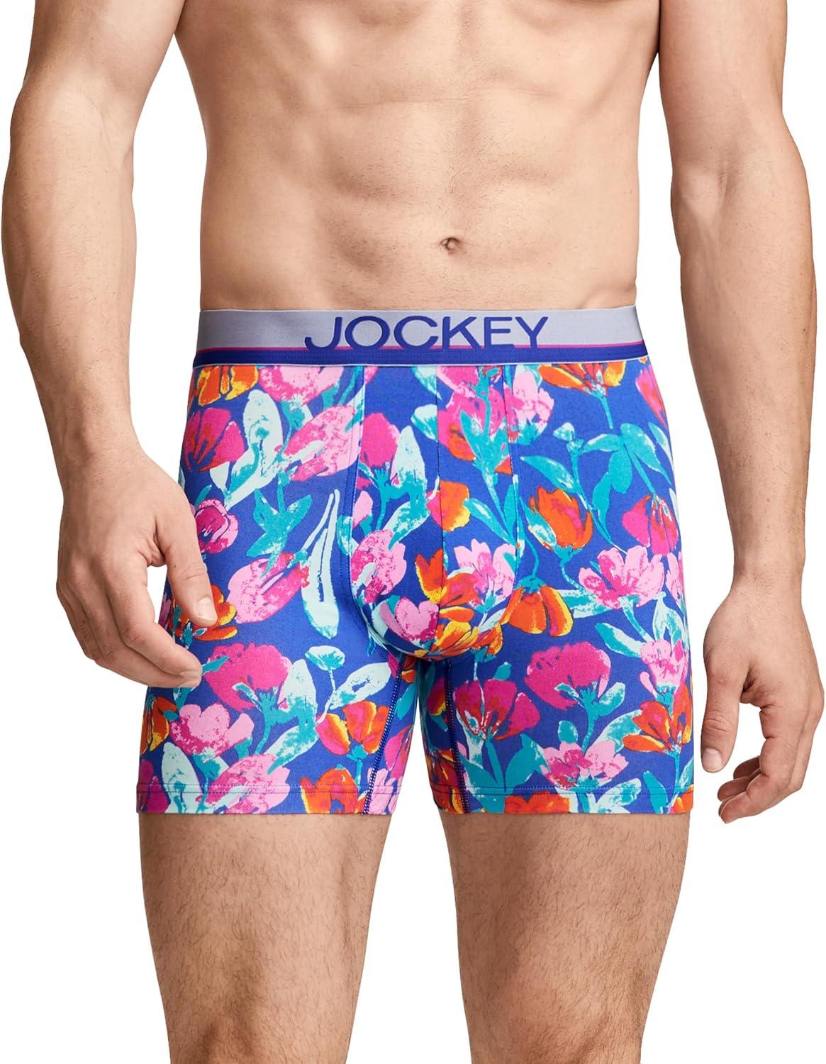imageJockey Mens Underwear True Style 6 Boxer Brief 3 PackRoyal Stripe