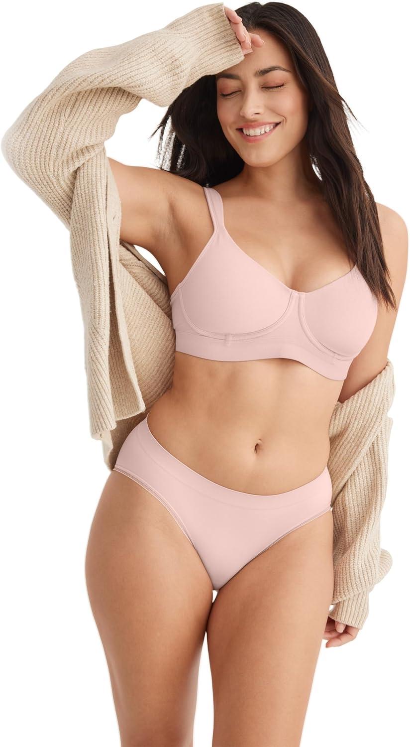 imageJockey Womens Bra Cooling Cotton Blend Wirefree Full Coverage Molded Cup BraPink Mist