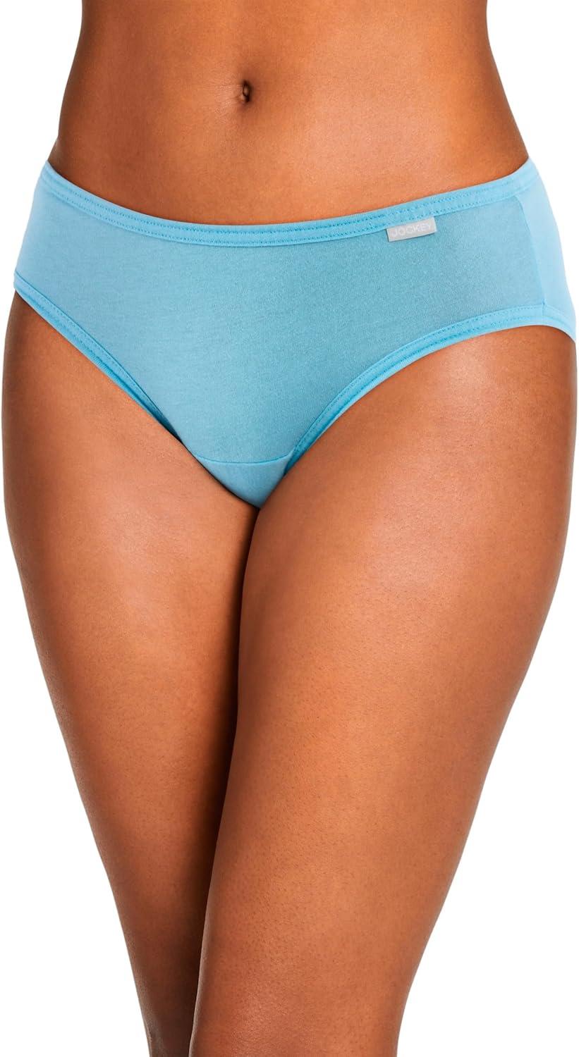 imageJockey Womens Underwear Plus Size 100 Cotton Elance Bikini 3 PackBlue StardustBoardwalk StripeMarina Blue