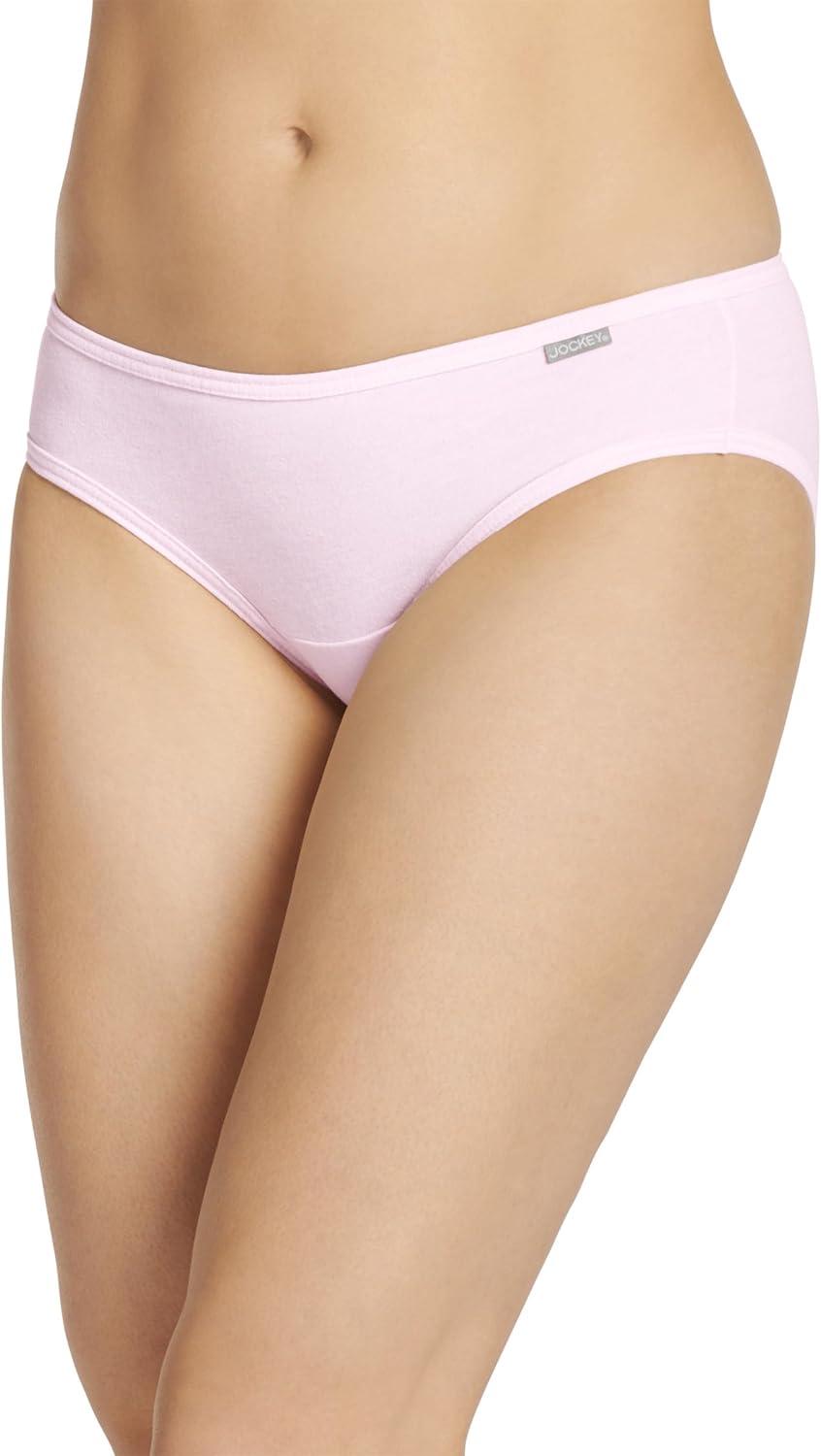 imageJockey Womens Underwear Plus Size 100 Cotton Elance Bikini 3 PackIvoryLightPink Shadow