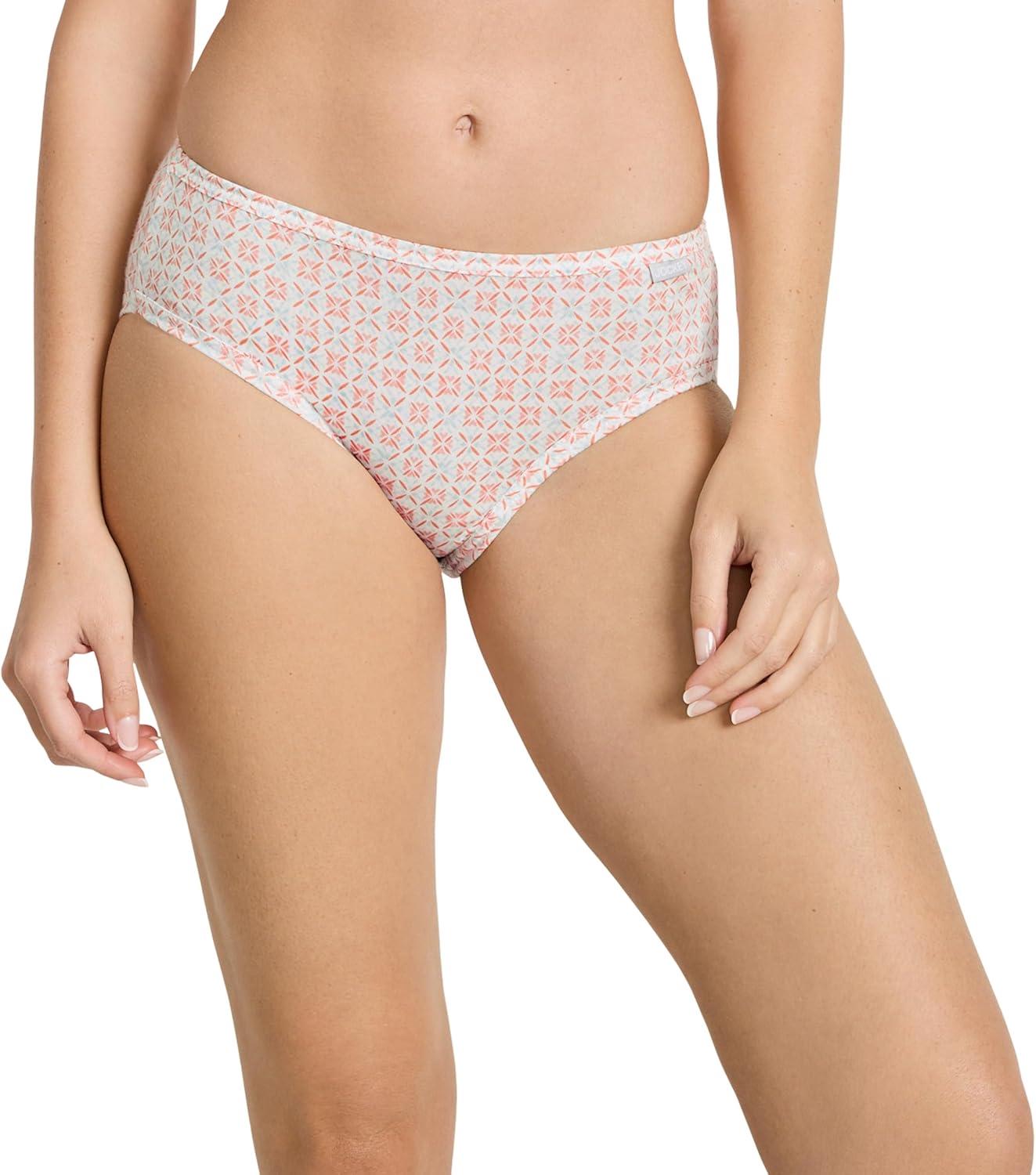 imageJockey Womens Underwear Plus Size 100 Cotton Elance Bikini 3 PackParadise PeachPeach Garden GeoEcho Blue