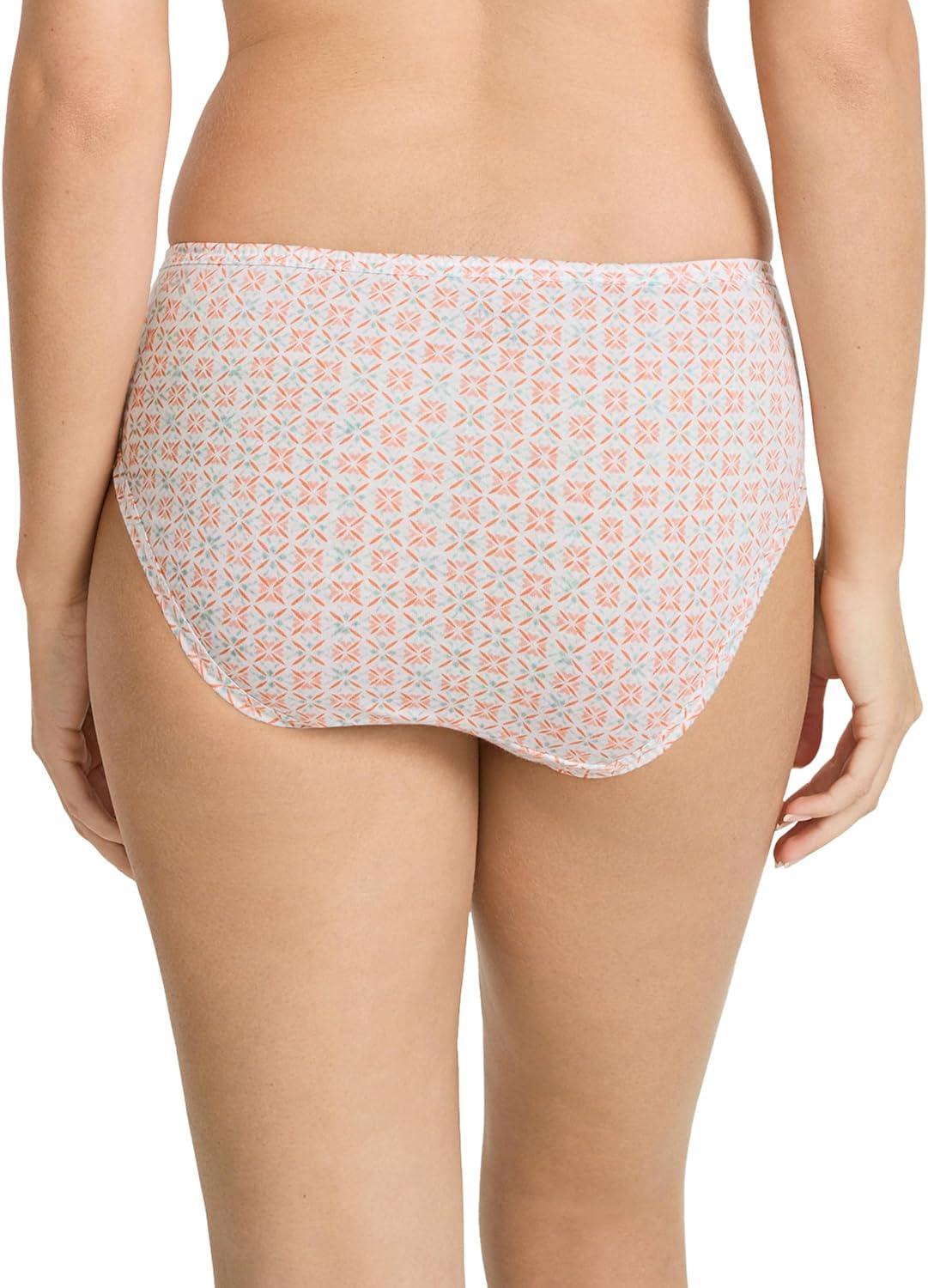 imageJockey Womens Underwear Plus Size 100 Cotton Elance Bikini 3 PackParadise PeachPeach Garden GeoEcho Blue