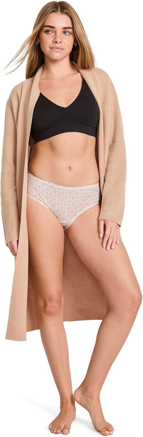 imageJockey Womens Underwear Plus Size 100 Cotton Elance Bikini 3 PackParadise PeachPeach Garden GeoEcho Blue
