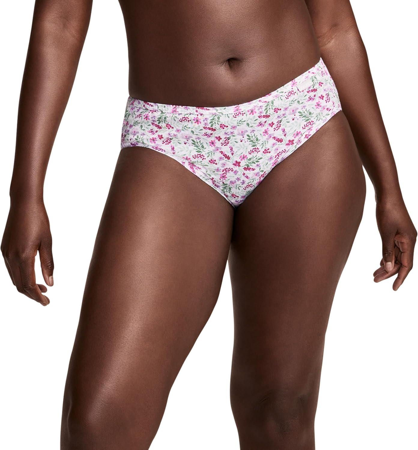 imageJockey Womens Underwear Plus Size 100 Cotton Elance Bikini 3 PackPressed Petals