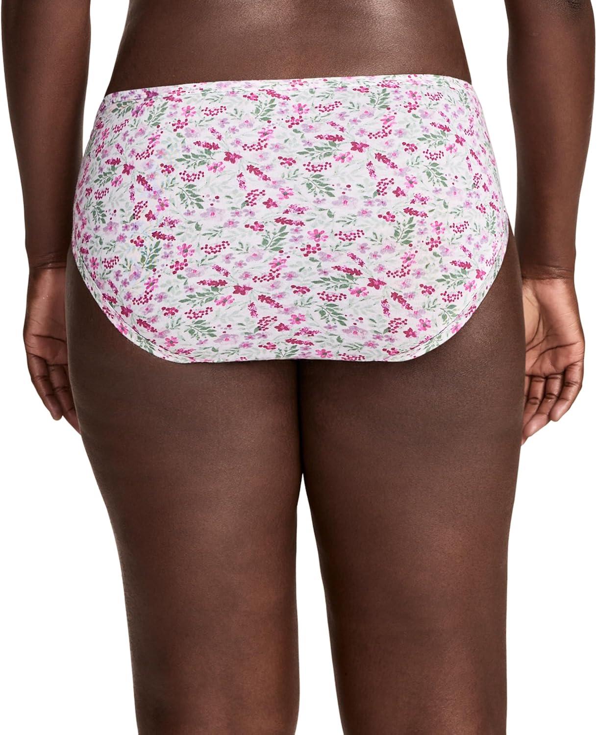 imageJockey Womens Underwear Plus Size 100 Cotton Elance Bikini 3 PackPressed Petals