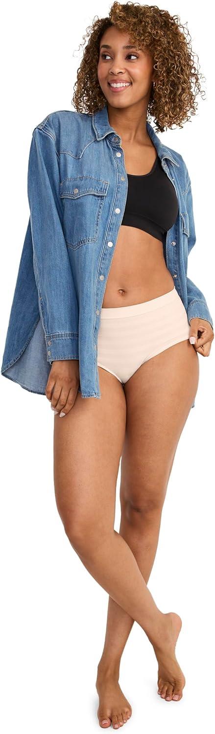 imageJockey Womens Underwear Seamfree Brief 3 PackPeach Ice StripeTwilight SandsLight