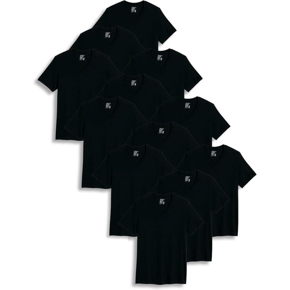 imageJockey Classic VNeck Undershirt 12 Pack 100 Cotton TShirts for MenBlack