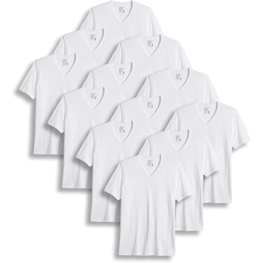 imageJockey Classic VNeck Undershirt 12 Pack 100 Cotton TShirts for MenWhite