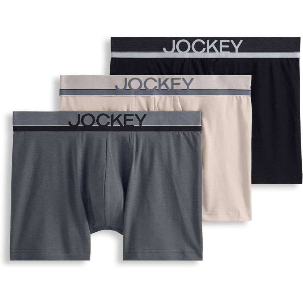 imageJockey Mens Underwear True Style 4 Trunk 3 PackSteel Dune