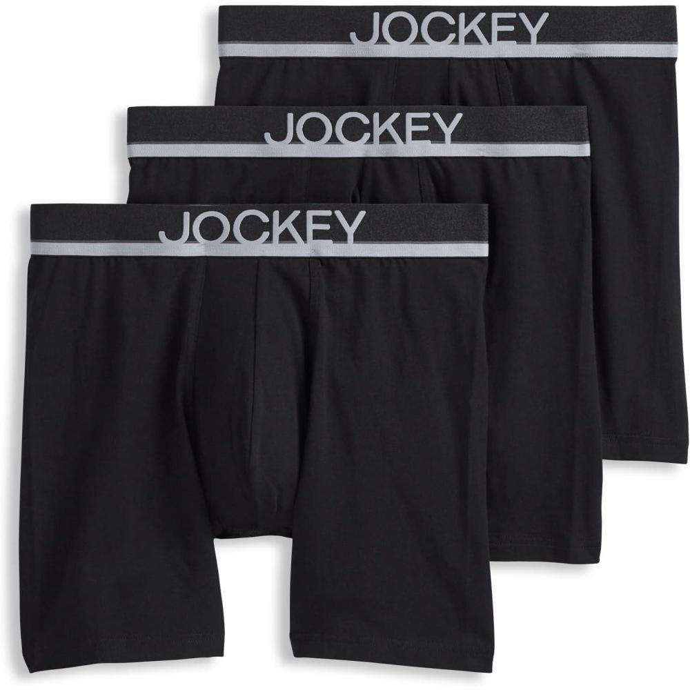 imageJockey Mens Underwear True Style 6 Boxer Brief 3 PackBlack Out