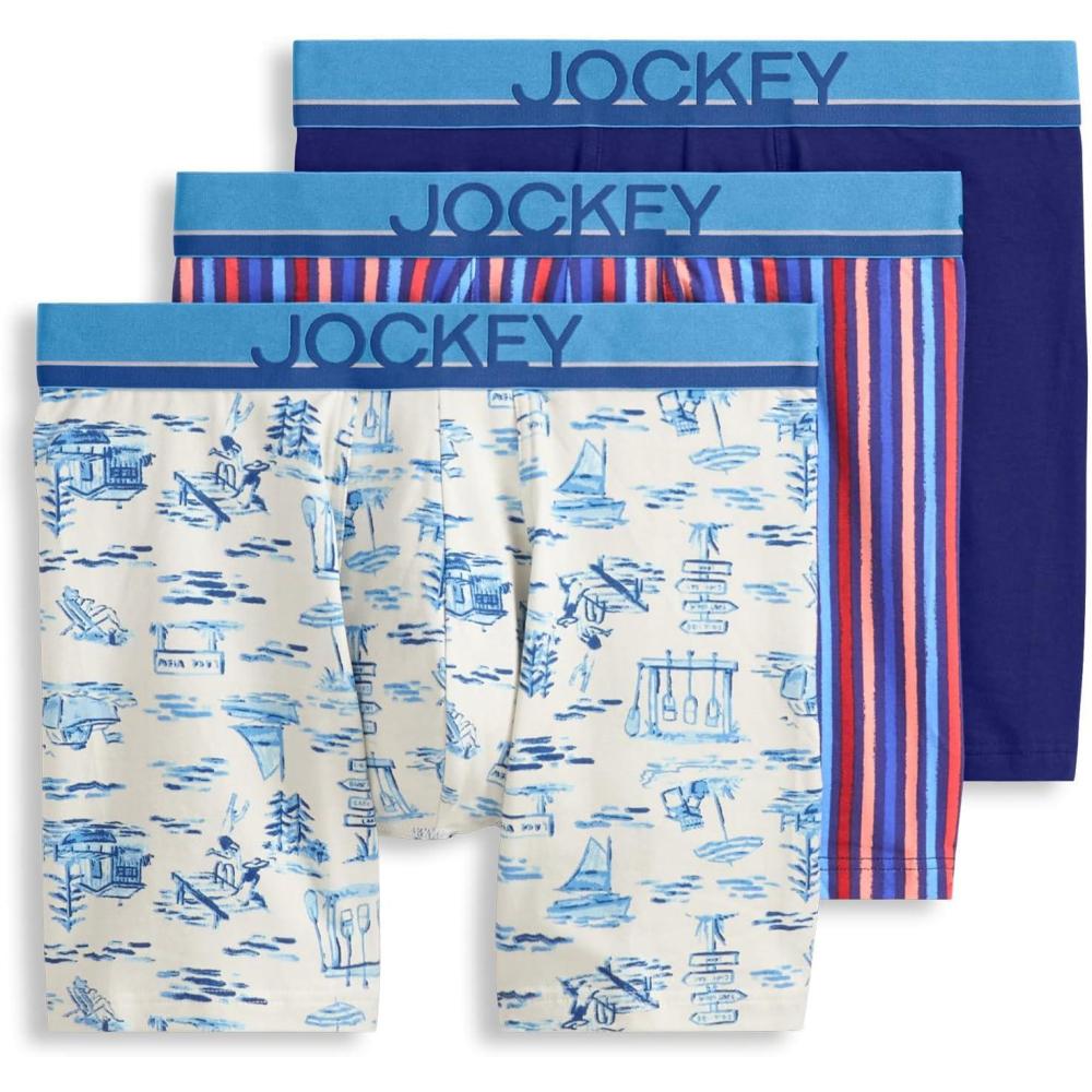 imageJockey Mens Underwear True Style 6 Boxer Brief  3 PackMajestic Camp