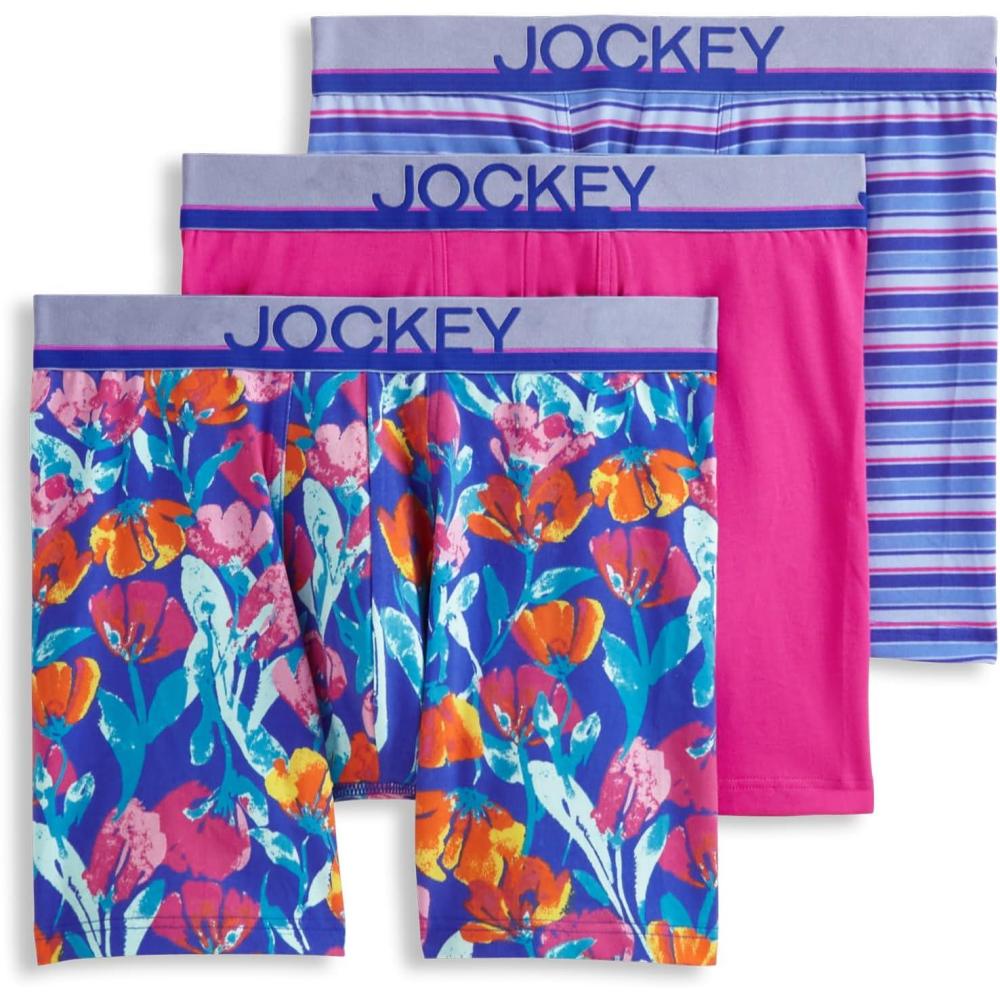 imageJockey Mens Underwear True Style 6 Boxer Brief  3 PackRoyal Stripe