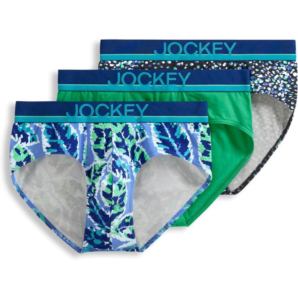imageJockey Mens Underwear True Style Brief  3 PackDrawn Leaves