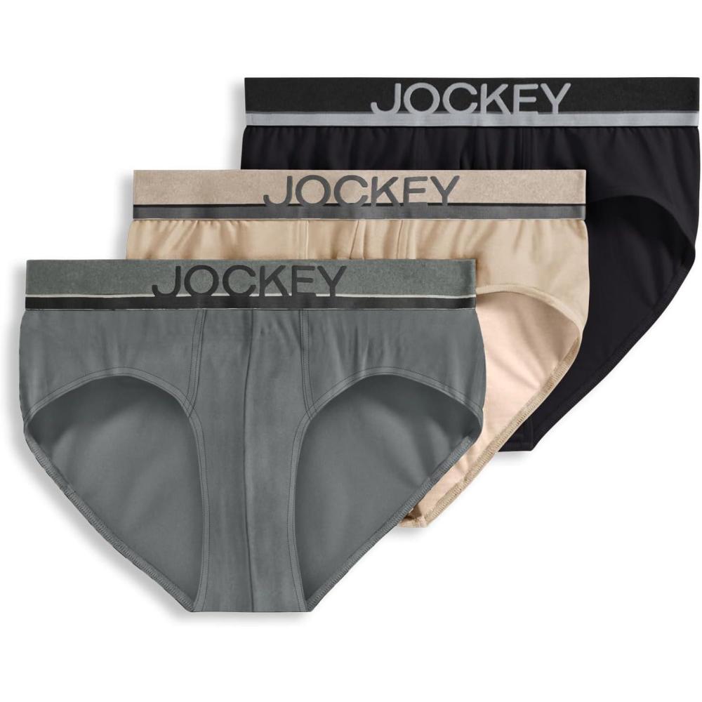 imageJockey Mens Underwear True Style Brief 3 PackMilitary Slate