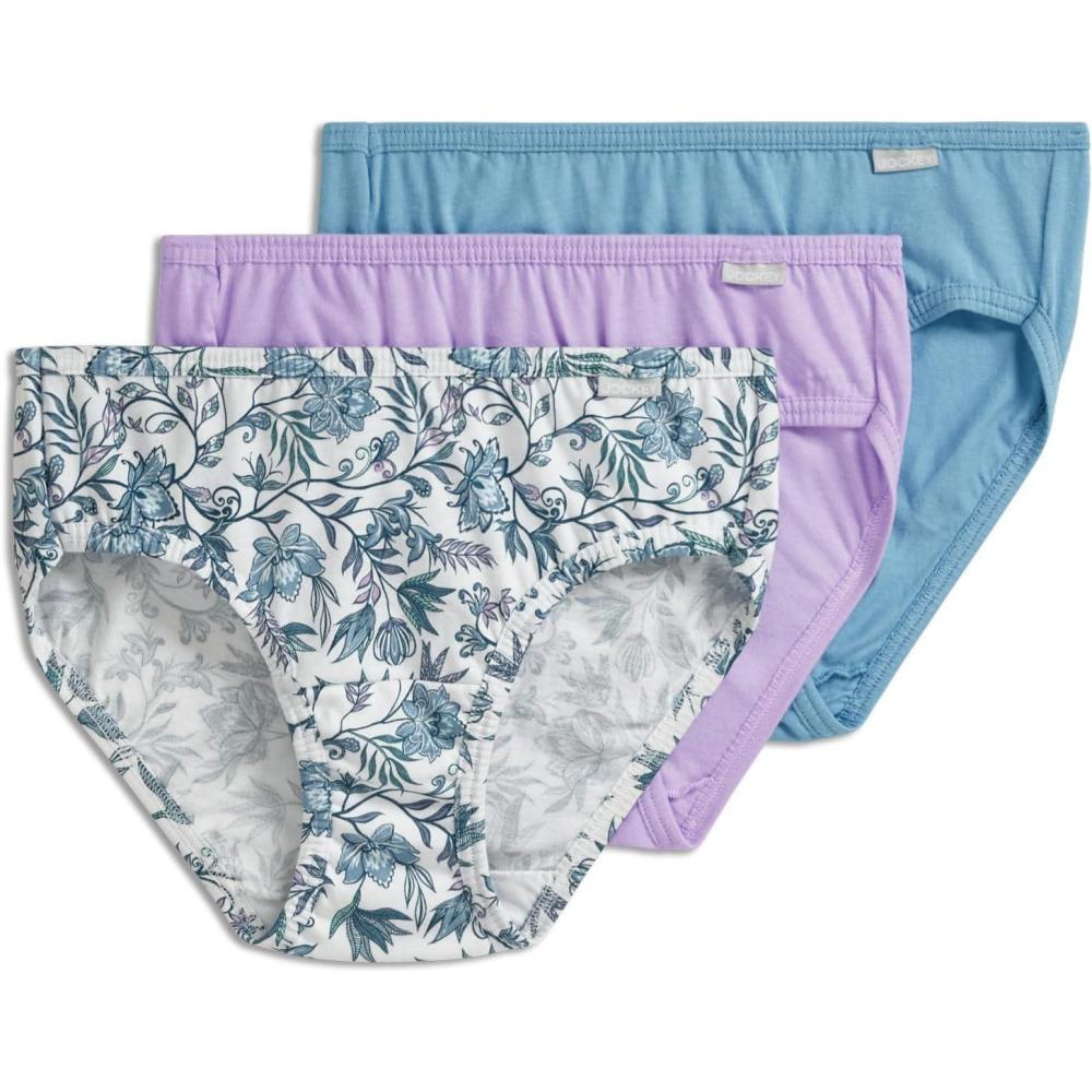 imageJockey Womens Underwear Plus Size 100 Cotton Elance Bikini 3 PackWyndham Floral