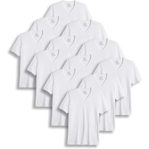 Jockey Classic V-Neck Undershirt- 12 Pack – 100% Cotton T-Shirts for Men(White)