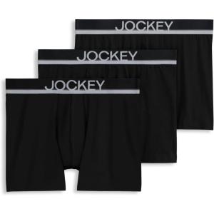 Jockey Men’s Underwear True Style 4″ Trunk – 3 Pack(Black)
