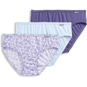 Jockey Women’s Underwear Plus Size 100% Cotton Elance Bikini – 3 Pack(Midnight Iris/Bouquet Bloom/Frothy Blue)