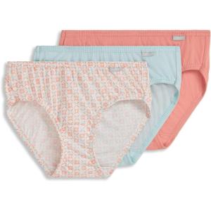 Jockey Women’s Underwear Plus Size 100% Cotton Elance Bikini – 3 Pack(Paradise Peach/Peach Garden Geo/Echo Blue)